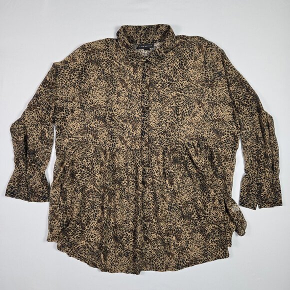 Lane Bryant Animal Print Tunic Top 22/24 Long Sleeve Boho Resort Casual - Picture 5 of 12